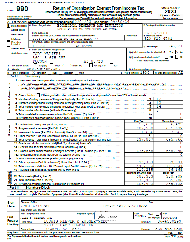 BREFSA Form 990 